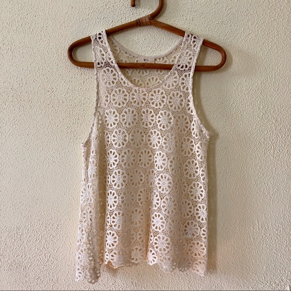 Urban Outfitters Pins & Needles Cream Daisy Crochet Tank Top - Picture 2 of 4